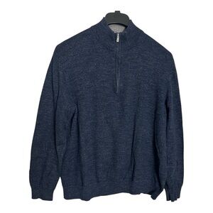Faherty Sconset Navy Heather Blue 1/4 Zip Sweater Size XL